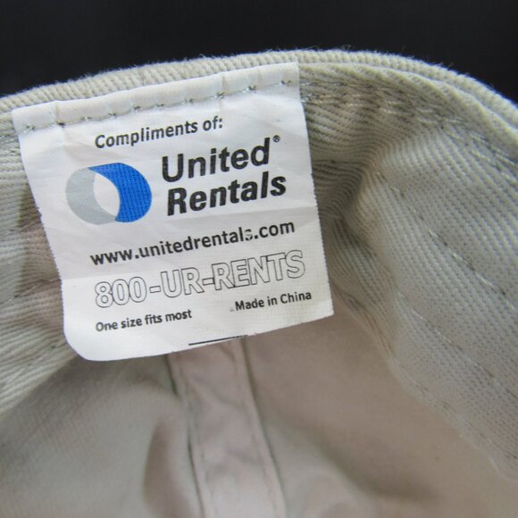 United Rentals Embroidered Logo Men's Beige Adjustable Strap Back Cap Hat - Picture 8 of 8